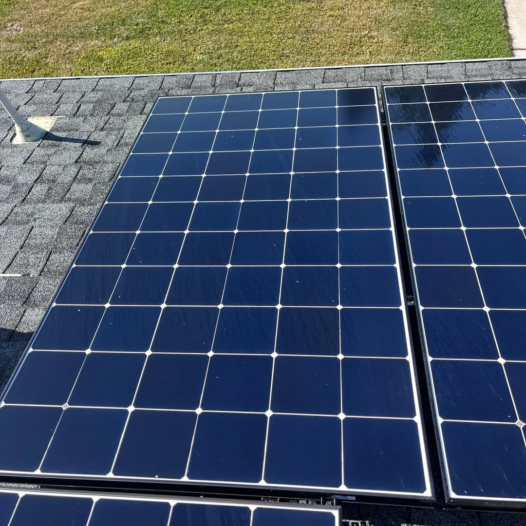 Close-up of clean solar panels on a Dublin CA home showing streak-free finish